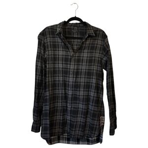 AllSaints Black & Gray Plaid Button-Up Shirt Men's M